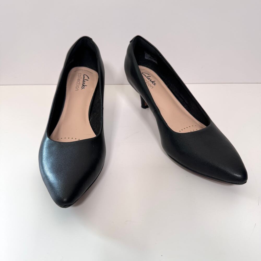 Clarks Womens Linvale Jerica Pumps Heels Size 6 Leather Classic Black